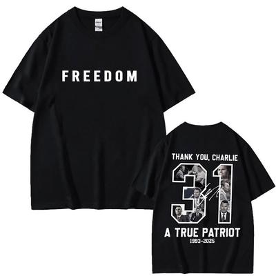 A True Patriot Charlie Kirk 1993-2025 Graphic T Shirt Men's Vintage Gothic Clothing T-shirts Casual Y2K Cotton Short Sleeve