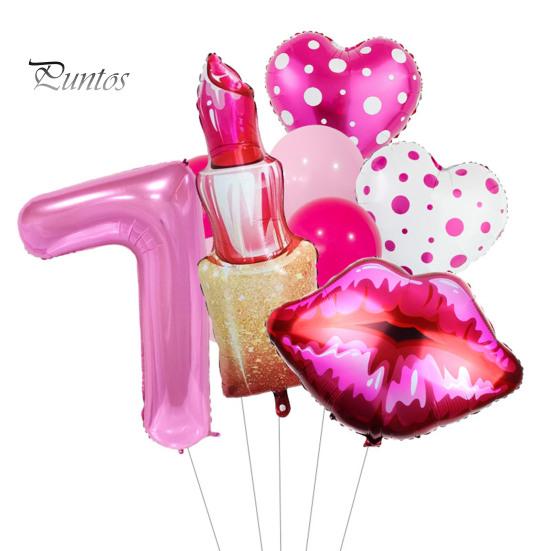 1 ensemble de ballons numéro rouge à lèvres en forme de cœur rose, étanche, réutilisable, décoration de fête d'anniversaire pour femmes, enterrement de vie de jeune fille