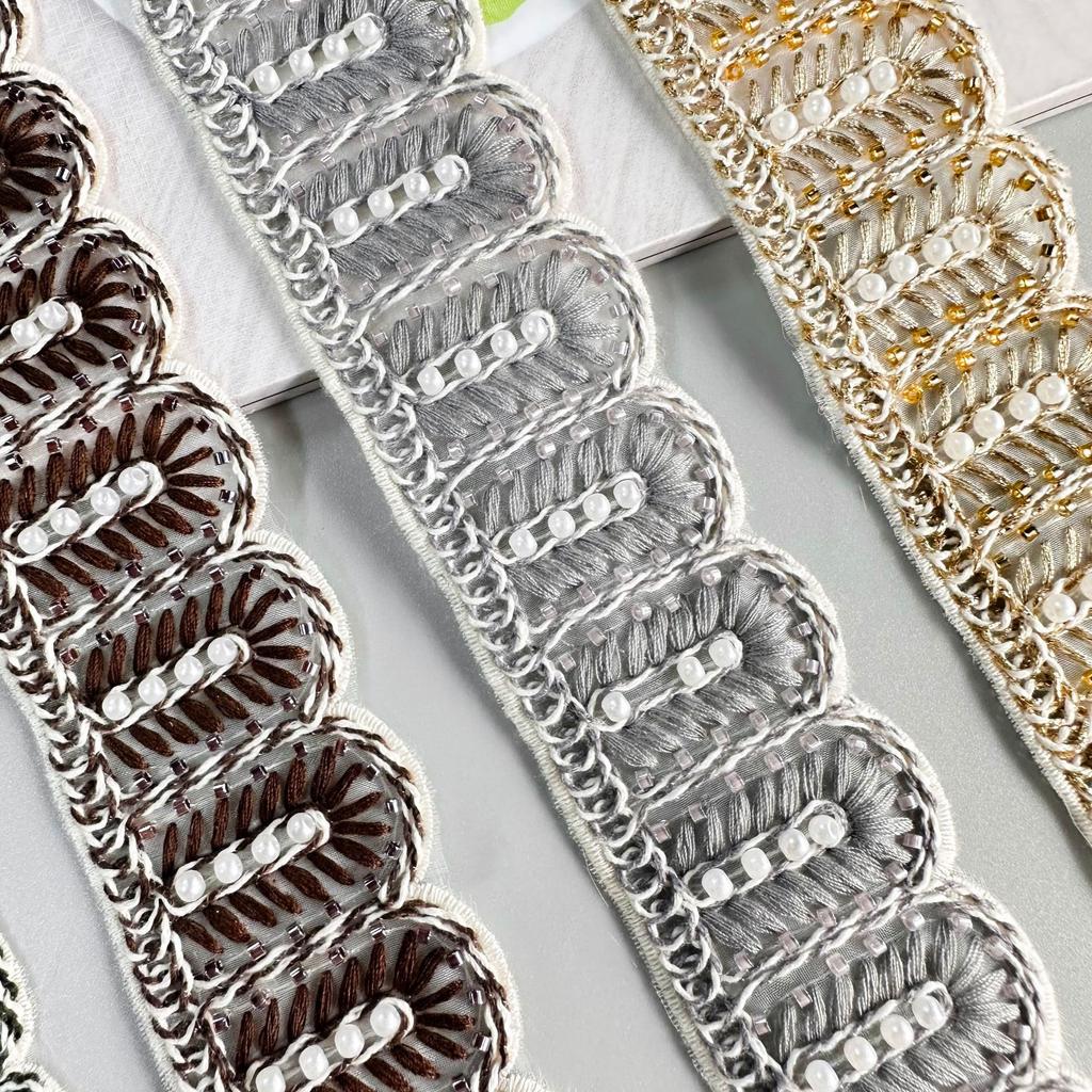4.5Cm Bead Embroidery Strand Barcode Clothing Belt Dress Home Window Accessories Lace Accessories