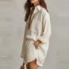Lazy Shirt Set Fashionable Solid Color Shorts Two-piece Women