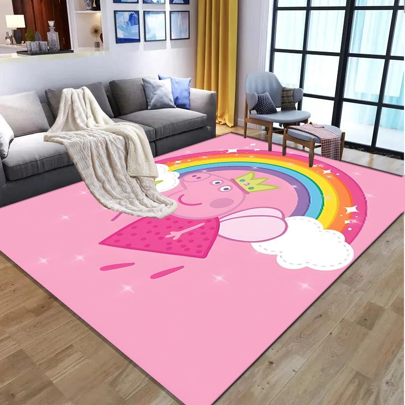 Peppa Pig Pattern Rug, Indoor/Outdoor Mat, for Picnic, Gameroom, Bedroom, Office, Living Room, Home Decor Carpet, Birthday Gift