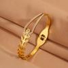 Stainless Steel Jewelry Vacuum Electroplated Wheat Ear Titanium Steel Bracelet for Women, European and American Fashion Spring Clasp Leaf Bracelet