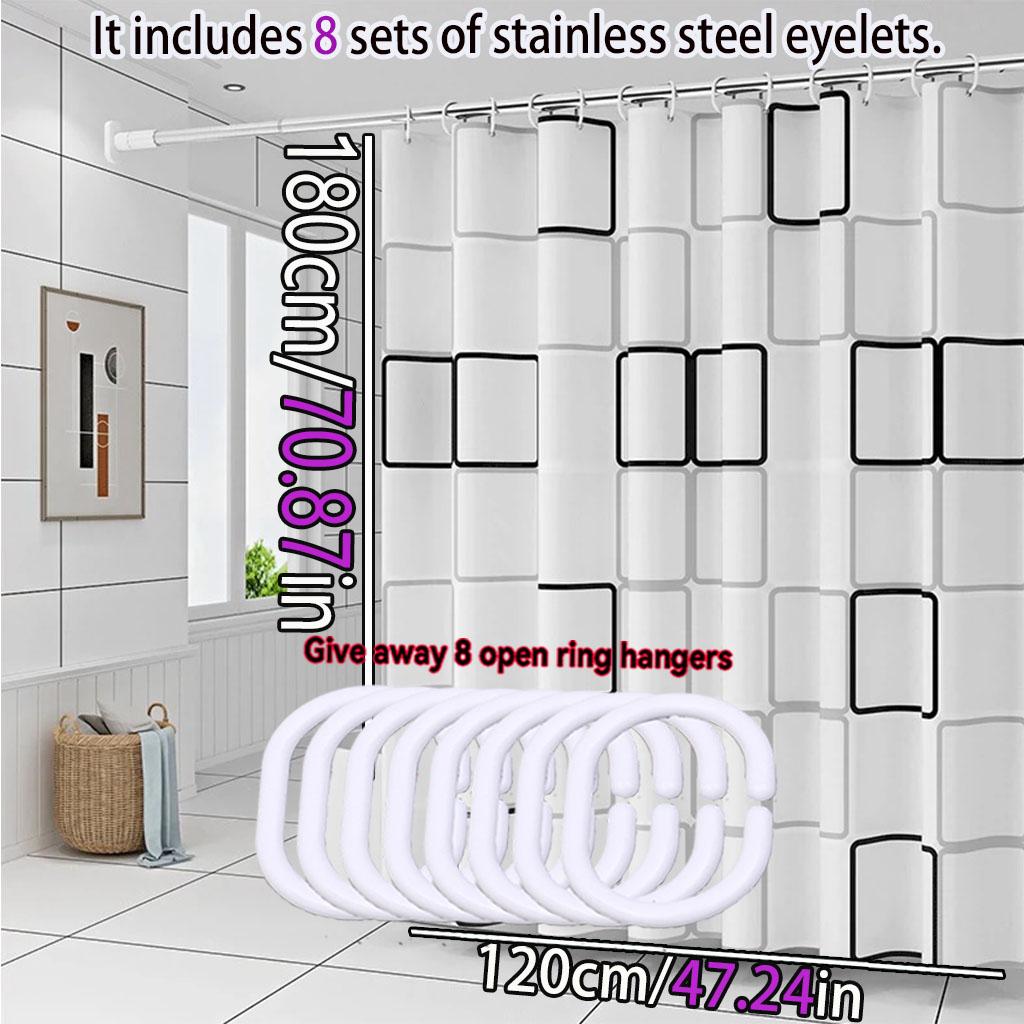 Simple Style Black and White Large Square Bathroom Shower Curtain Light Opaque Bathing More Comfortable Dry and Wet Separation