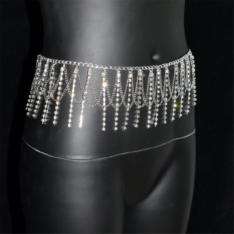 Blingbling Tassels Waist Chain Rhinestones Body Chain Jewelry For Night Club Bridal Shower Formal Occasion Accessories