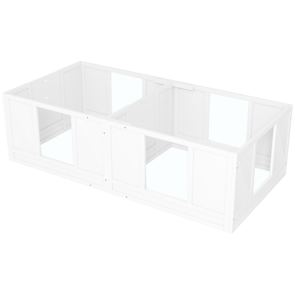 Welpenspielgehege für Hunde, mit durchsichtigen Paneelen, 2-Raum-Design, für kleine Hunde