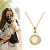 Steel Cremation Jewelry Round Accent Openable Urn For Pet Ashes Necklace