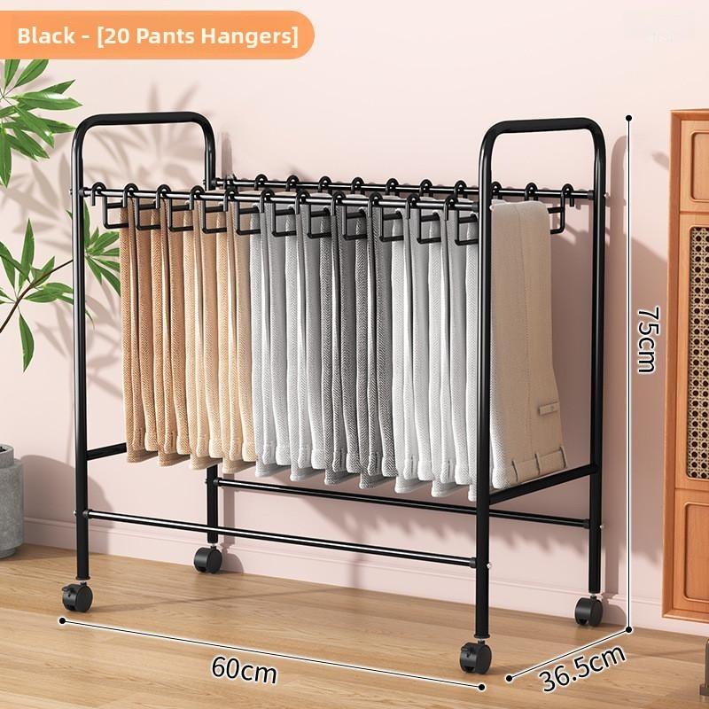 Iron Art Pants Storage Rack Stand Mobile Closet Hanging Drying Pants Multi-Functional Wardrobe Organizer Children's Handmade