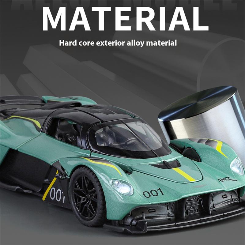 1/32 Aston Martin Valkyrie Alloy Sports Car Model Diecast Metal Racing Car Vehicles Model Sound and Light Simulation Collection Kids Toy Gift