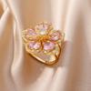Women Ring Shiny Cubic Zirconia Flower Shape Finger Ring Adjustable Design Ring Exquisite Workmanship Jewelry Piece