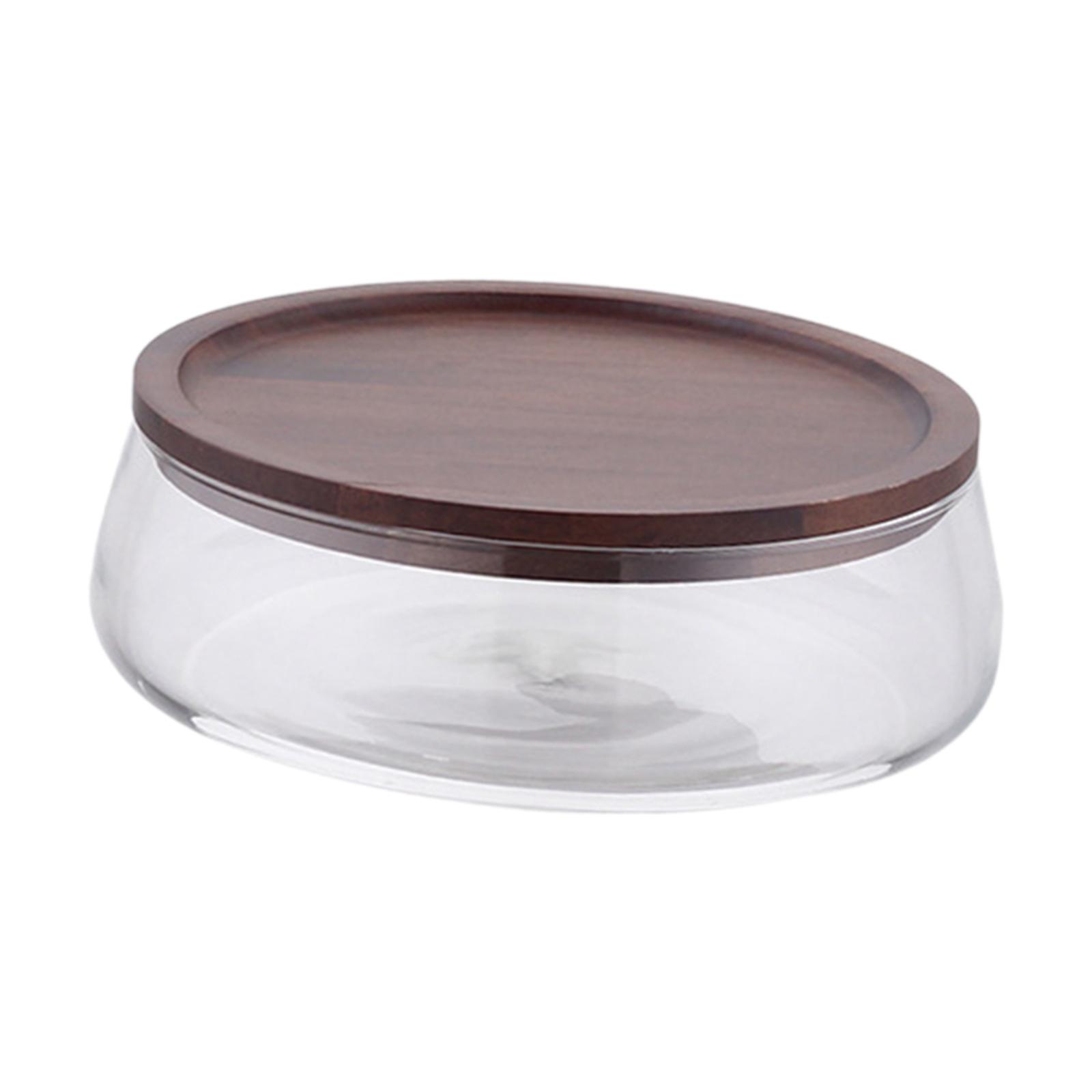 Fruit Dessert Plate Candy and Nuts Container Dried Fruits and Nuts Kitchen Counter Bowl with Wooden Lid Food Storage Platter 19cmx7cm