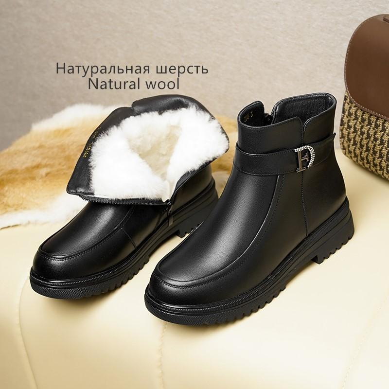 Fashion AIYUQI Women's Snow Boots Genuine Leather 2025 New Winter Mom Boots Anti Slip Large Size Natural Wool Women's Ankle Boots