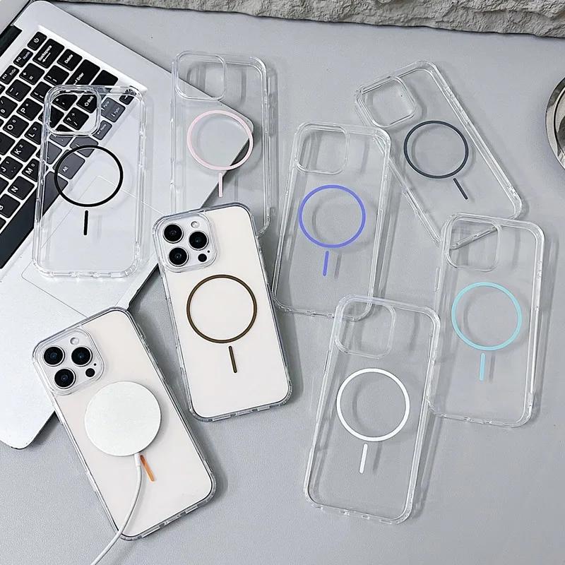 Acrylic Transparent Hard Magsafe Case For iPhone 16E 14 15 16 Plus 12 13 Mini  X XR XS 11 16 Pro Max Magnetic Ultra Thin Cover