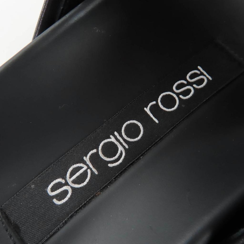 Very Good Sergio Rossi Sandals sr Twenty Leather cross with jewels black 37.5 Used