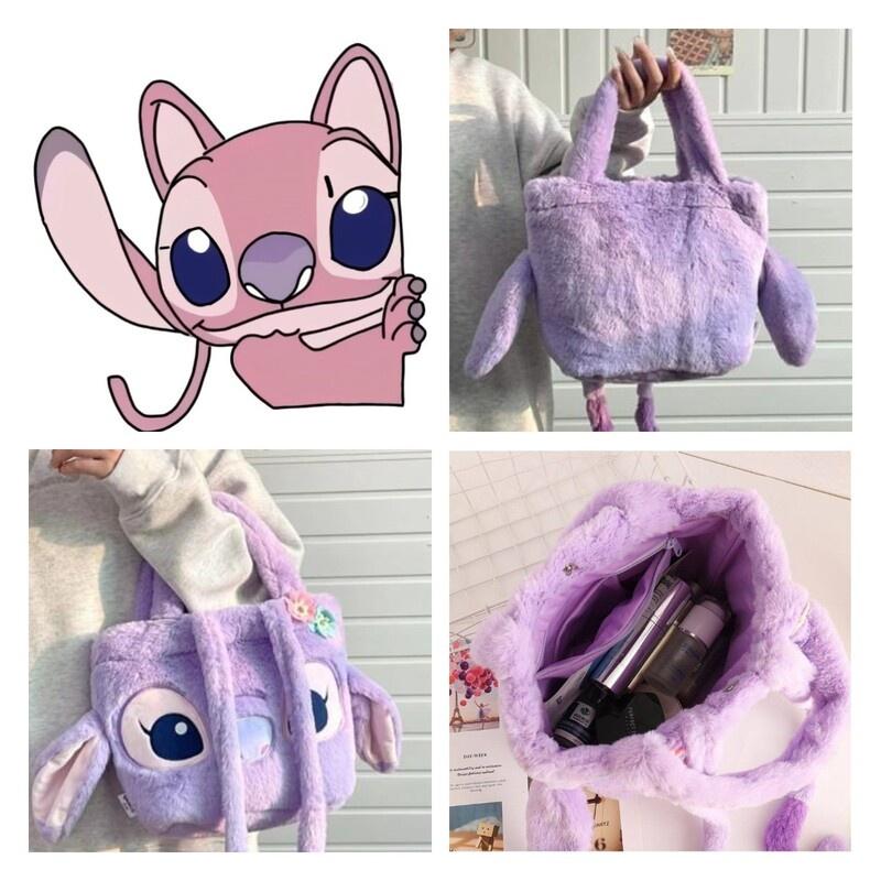 Disney Stitch Lavender Angel Shoulder Bag Plush Large Capacity Cute