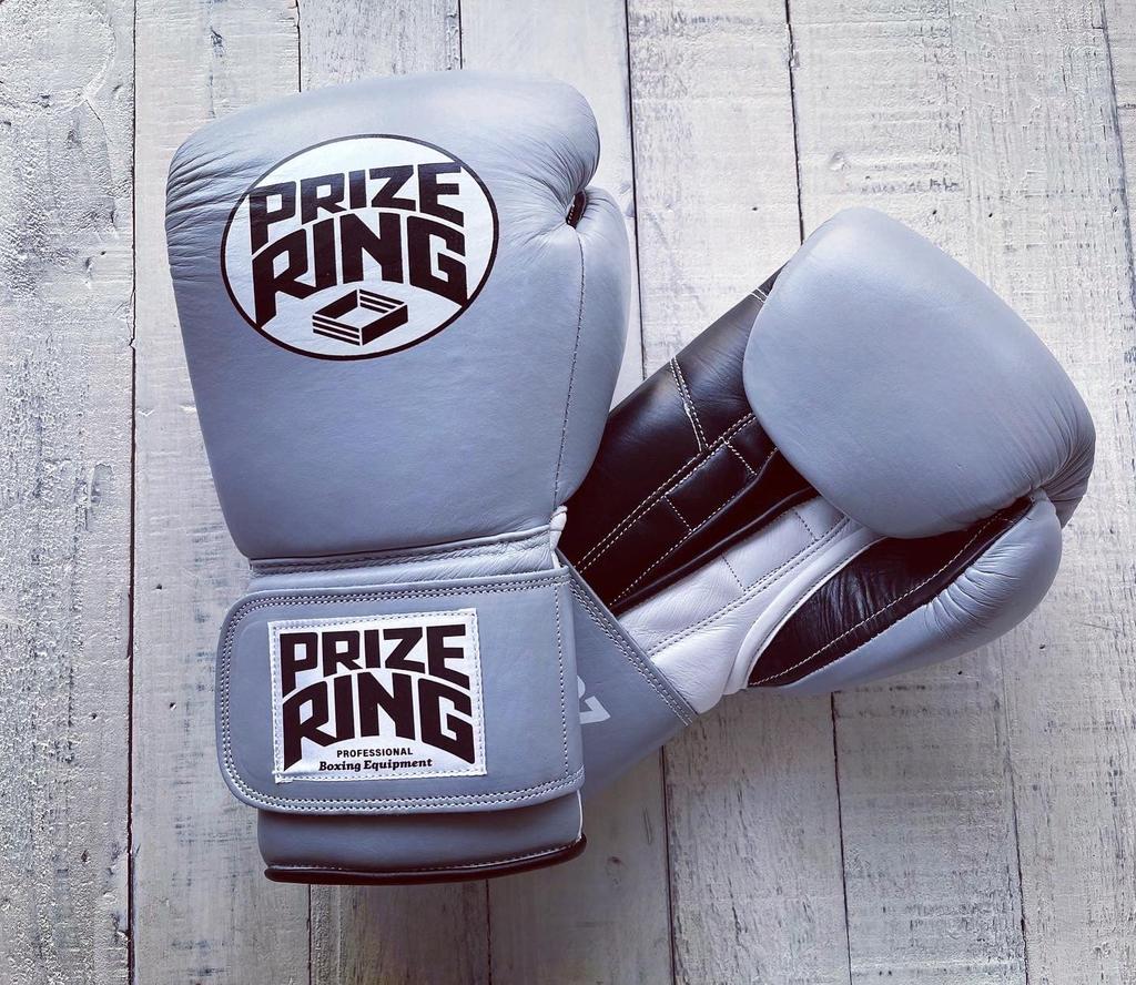 PRIZE RING Boxing Gloves Genuine Leather Gray 10oz "Professional 5.0"