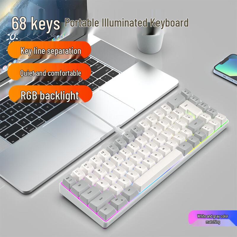 

Y-FRUITFUL K701 68-Key Wired Mechanical Feel RGB Gaming Keyboard Type-C + RGB