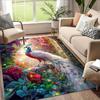 Vibrant Peacock Floral Fantasy Area Rug Nature Print Boho Style Decor Floor Mat for Living Room and Hallway Accent Rug