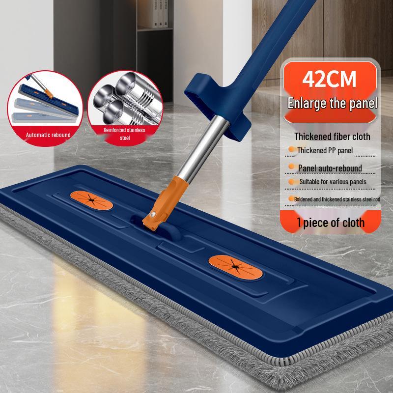 Hands-Free Rotatable Flat Mop for Dry & Wet Use with Absorbent, Enlarged Head