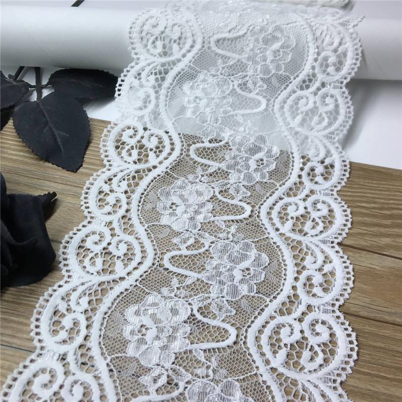 

(3 размера, 2 цвета) Эластичное кружево, Эластичный жаккардовый спандекс, Швейное кружево для нижнего белья, бюстгальтеров, трусов, одежды и рукоделия 1 meter x 14.5 cm белый
