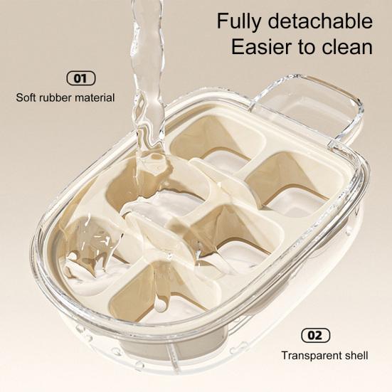 Cartoon Print Ice Cube Maker, Ice Cube Mold with Buckle Sealing Cover, Easy Release Food-Grade Safe Ice Tray