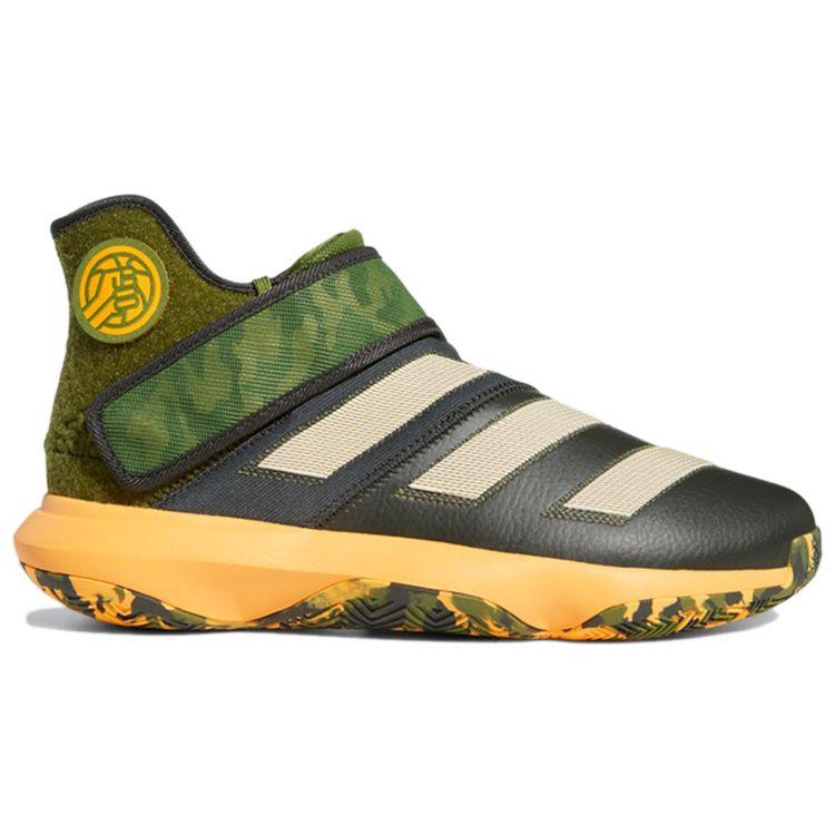 Adidas Harden B/E 3 GCA Round Toe Lace-Up Synthetic Leather Durable Mid-Top Basketball Shoes Men Sneakers Green Black EF8775