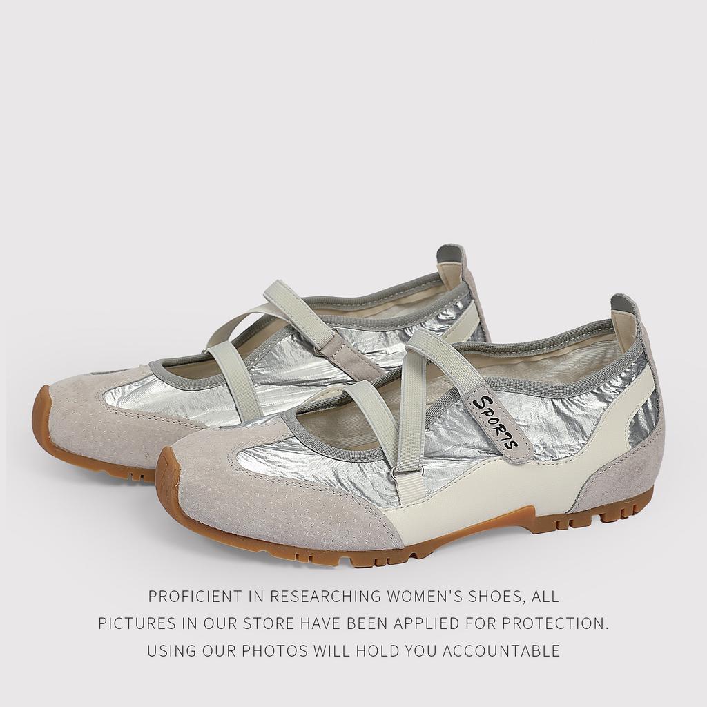 Retro Versatile Mary Jane Shoes Women'S Velcro FlatSoled Single Shoes Casual Sports Moral Training Shoes