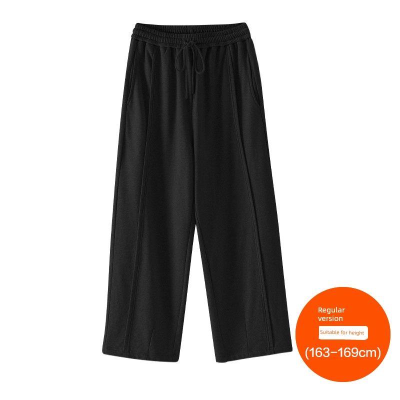 Plus size women clothing [Fashionable Walking Sweatpants] Three Pants Length Chubby Girl High Waist Straight Loose Wide Leg Casual Pants