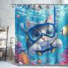 Cute Diving Cat Shower Curtain - Anti-Mold, Waterproof Bathroom Decor, Unique Gift, Stylish Design, Adorable