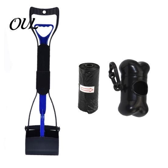 Durable Pet Poop Scooper Dog Pooper Scooper, Portable Waste Cleanup Tool with 20 Bags, Foldable Supplies Carry Case, for Yard, Lawn, Outdoor