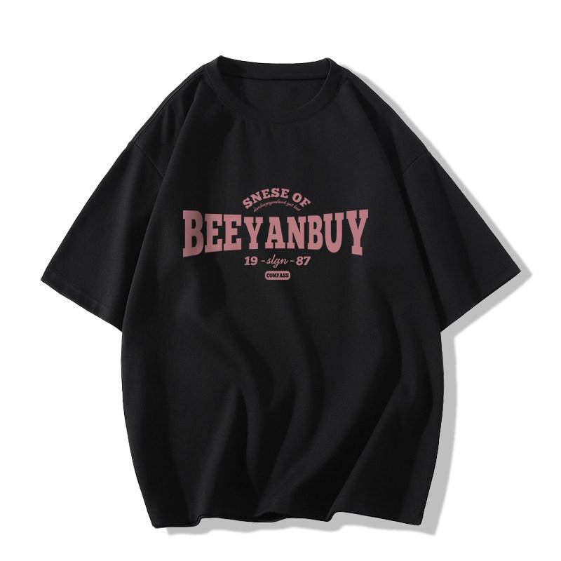 Unisex Pure Cotton Loose Fit Retro T-Shirt for Men, Women, and Plus-Size Chubby Individuals - Trendy Half Sleeve Couple Outfit.