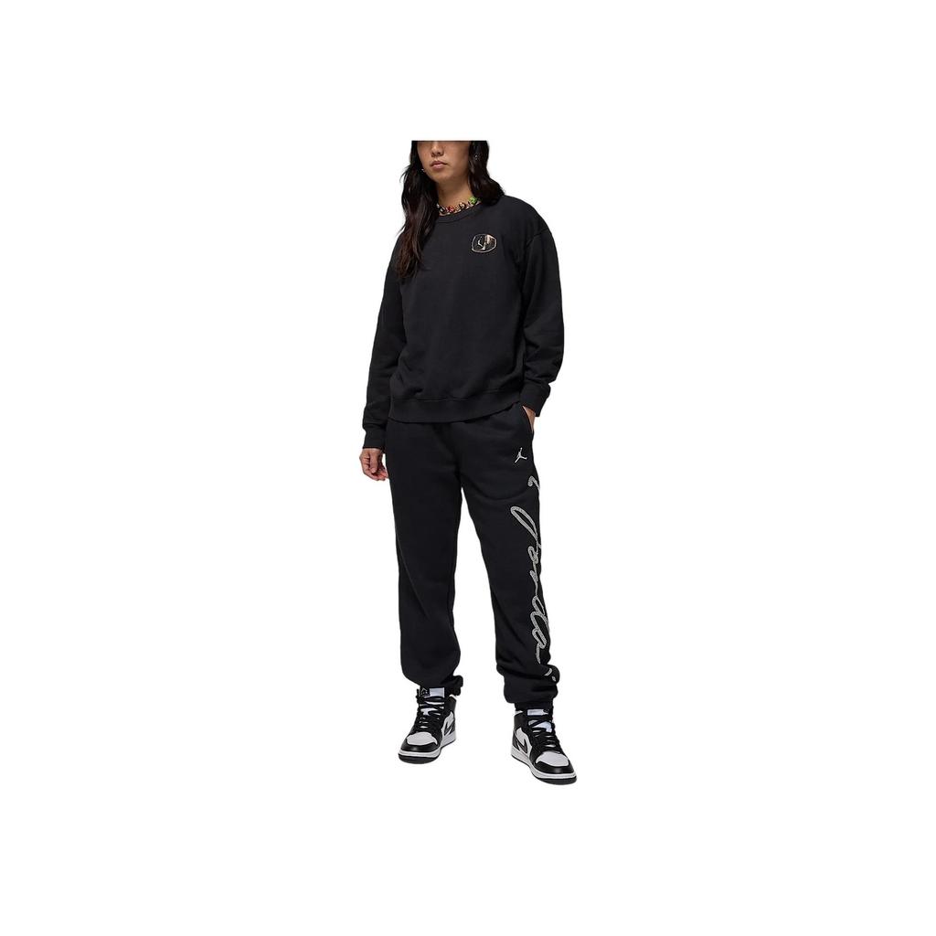 Jordan Brooklyn Fleece Fleece Knit Crewneck Sports Long Sleeve Sweatshirt Women Sweatshirt Black Sail HJ0206-010