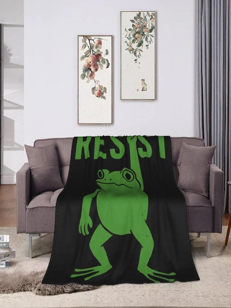 Soft Flannel Blanket for Bed Couch Sofa  Portland Frog Protest Print Travel Throw Blanket Bedspread Cover