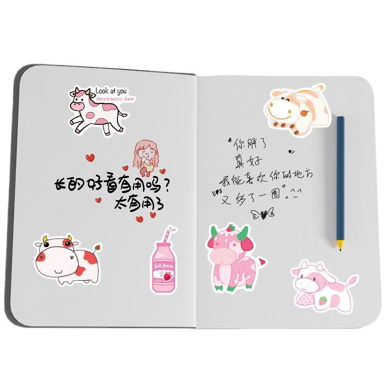 50 naklejek zodiaku krowa słodkie kreskówki truskawka krowa wyrażenie naklejki papeterii kubek wody notatnik wodoodporna dekoracja naklejka