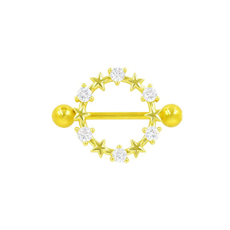 Heart-Shaped Cat Head Zircon Nipple Ring - European and American Fashion