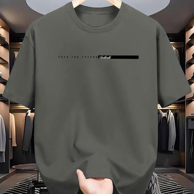 Summer Men's 100% Cotton Casual Loose Fit Large Letter Print Round Neck Short Sleeved T-shirt Top High Street Unisex Style