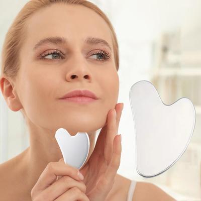 1pc Gua Sha Facial Tool Stainless Steel GuaSha Massage Tool Natural Universal Facial Silver Metal Gua Sha Board Beauty Skin Care
