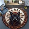 Wolf Chief Round Area Rug,Carpet Rug for Living Room Bedroom Sofa Playroom Decor,Non-slip Floor Mat