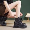 Women's Genuine Leather Retro Platform Ankle Boots - Lightweight, Soft, High-Top (2025 Autumn/Winter Collection)