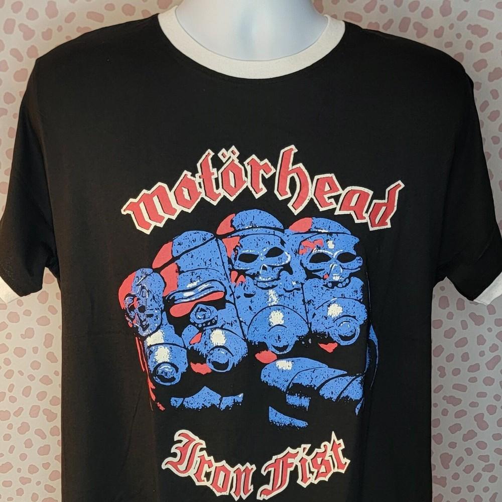 Motorhead Iron Fist Retro Ringer Tee, Black & White, High Quality Men s Size Rin Unisex T-Shirt S