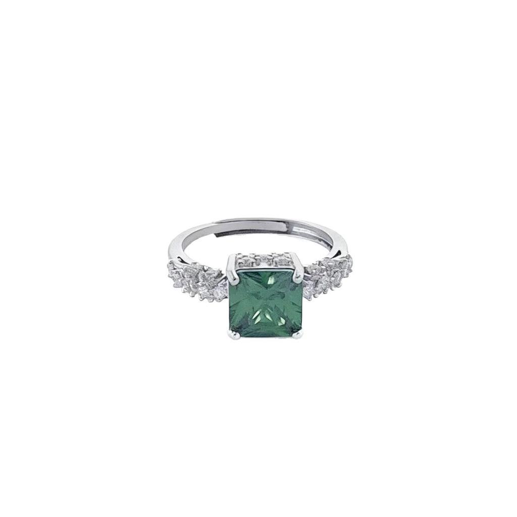 Jewelry imitation 8X8 square sapphire emerald ring, full diamond red corundum colored treasure ring