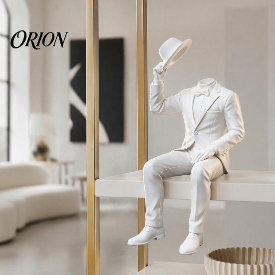 Office Desktop Decoration 3D Printed Sitting Gentleman Ornament, Minimalist Abstract Faceless Figurine, Home Decor Aesthetic Art Sculpture for