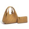 2026 Autumn Winter New Abrasive Woven Bucket Bag Women's Dish Basket Mother Hand Tote Bag Casual Single Shoulder Diagonal Cross Bag