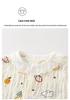 Summer Floral Lace Cotton Pajama Set for Girls: Nine-Sleeve Korean Style Air Conditioning Homewear