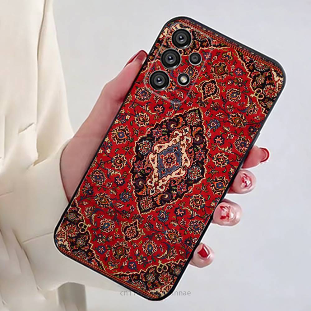 Persian Carpet Floral Pattern Phone Case for Samsung Galaxy A73,23,53,33,14,24,13,72,22,52,32,54,A34 Soft Cover