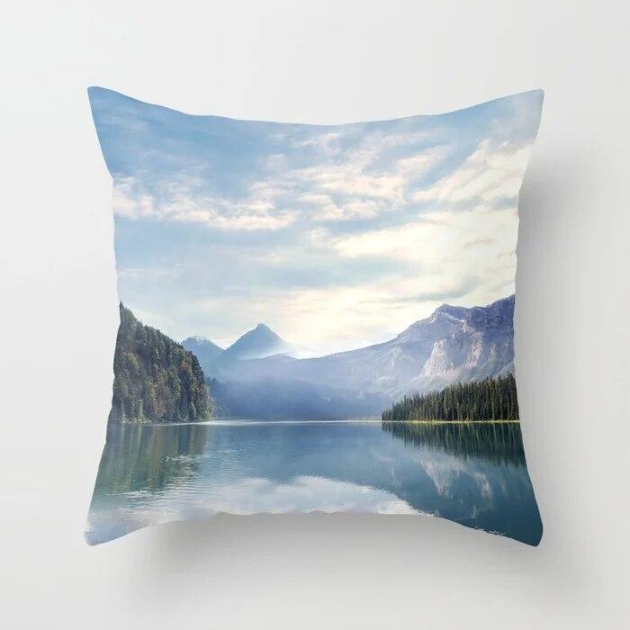 Summer Vacation Cushion Cover Pink Beach Wave Mountain Sofa Pillowcase Bedroom Home Car Office Accessories