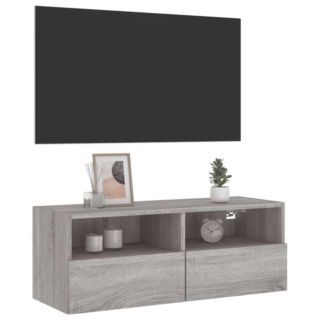 Vidaxl Ścienna Szafka Tv, Szary Dąb Sonoma, 80X30X30 Cm