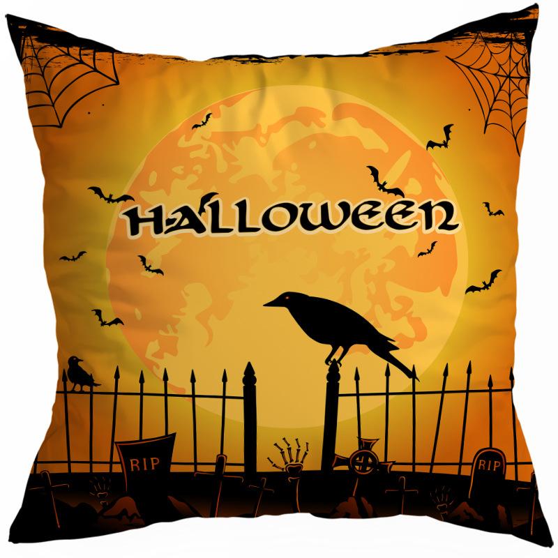 Halloween Horror Pumpkin Witch Moon Decorative Pattern Pillow Cover Bedroom, Living Room, Sofa, Cinema, Car Throw Pillow Cover