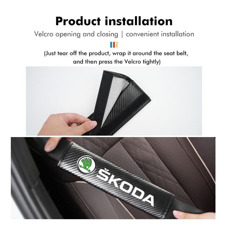 AAFO1 For Skoda 1/2PCS Carbon Fiber Car Seatbelt Shoulder Protector Cover Safety Belt Decoration Octavia A5 A7 RS Fabia Superb Rapid