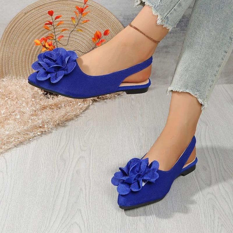 Classic Big Flower Pointed Toe Sandals Women 2025 Summer Flat Heels Light Weight Shoes Women Comfortable Daily Leopard Shoes