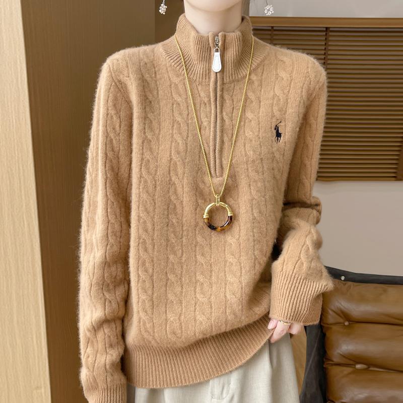 

Жіночий кашеміровий светр Qinghe cashmere 30% кашемір 70% вовна осінньо-зимовий пуловер теплий та модний M камея рожевий колір